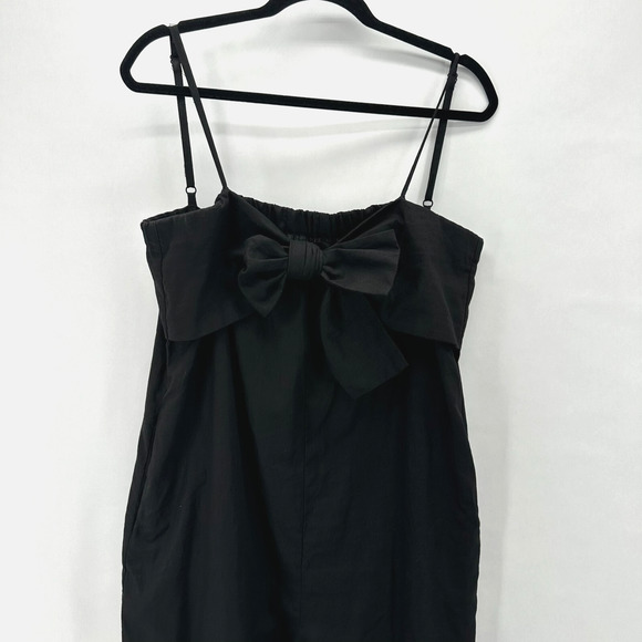 Hutch Bow Front Jumpsuit Womens L Black Linen Crop Preppy Quiet Luxury City Boho - Picture 2 of 11